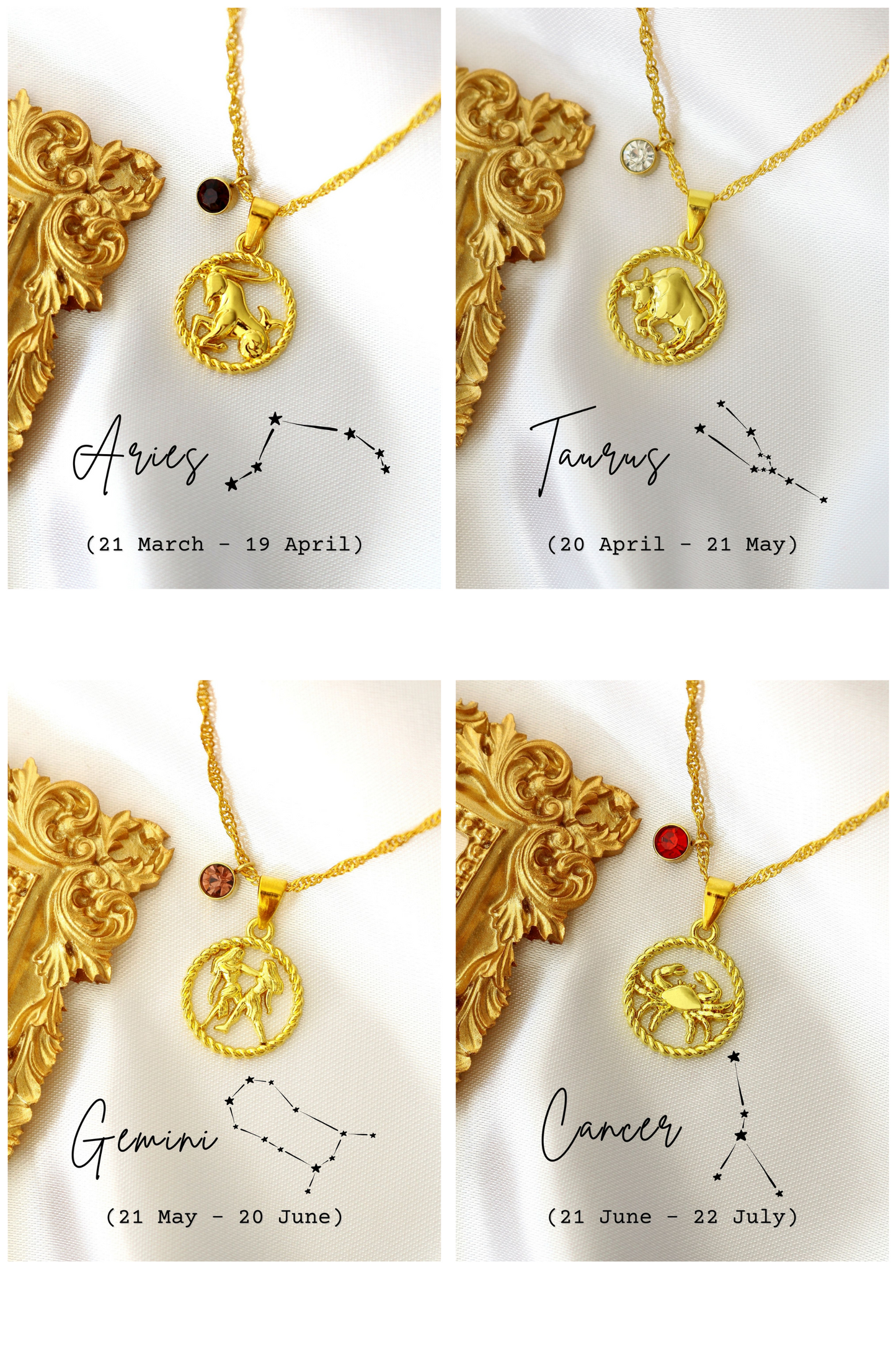 18K Zodiac Sign and Birthstone