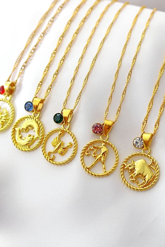 18K Zodiac Sign and Birthstone