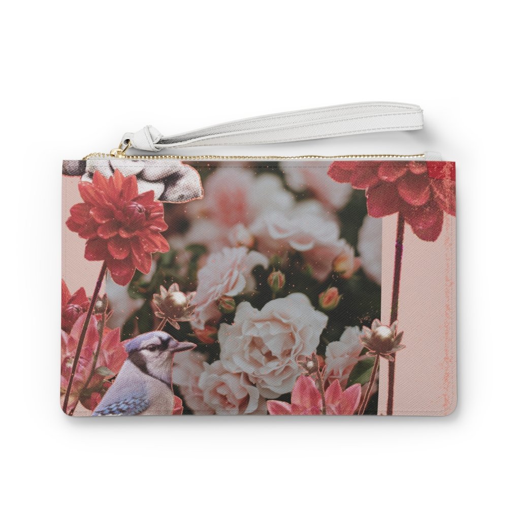 Floral Grunge Design Zipped Clutch Bag